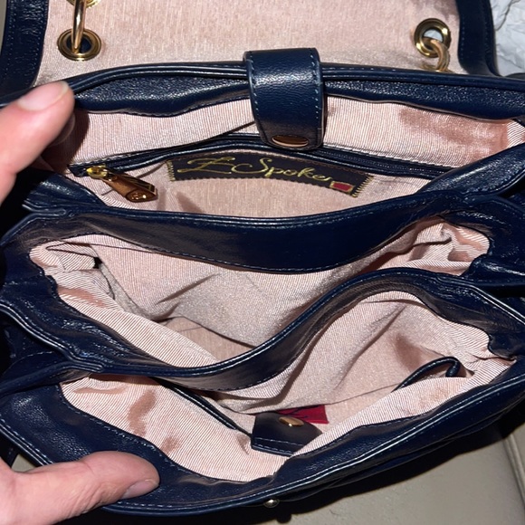 Authentic Z Spoke By Zac Posen double bow leather navy blue Bag - Picture 12 of 16